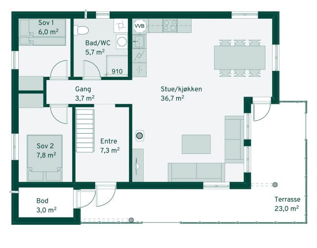 Familiehytta Furutangen Grunnplan